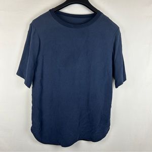 Navy silk relaxed cut blouse top size 36/SM